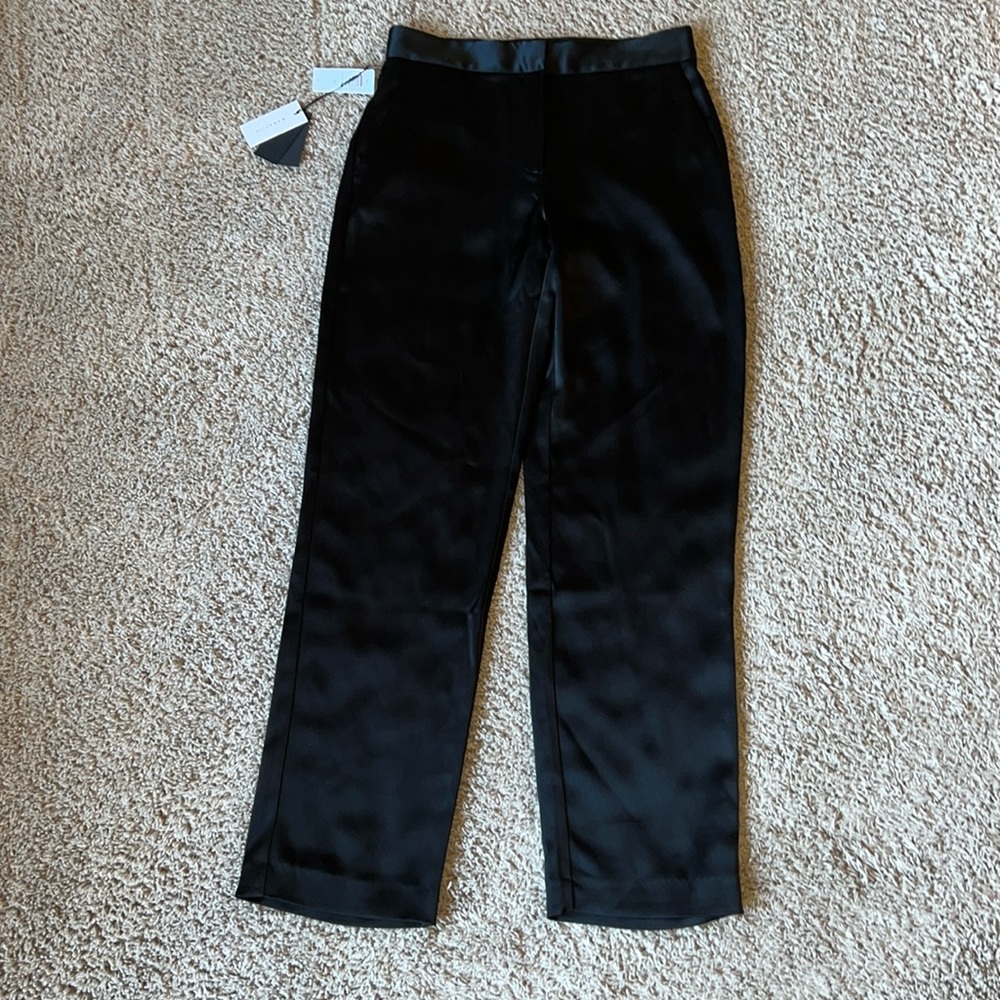 Babaton Black Satin Straight-Leg Trousers